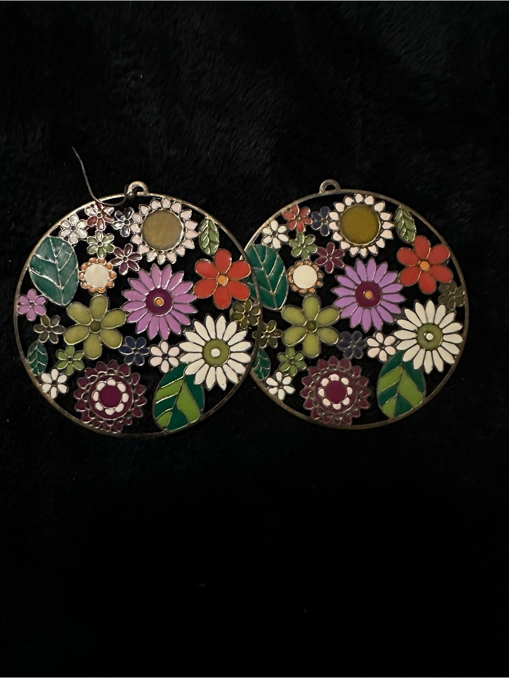 Floral Enamel Drop Earrings - Multicolor